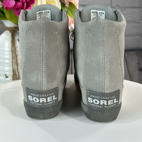 SOREL OUT ‘N ABOUT II Dove Quarry Gray Soft Suede Lace Up Wedge Boot Sneakers - Picture 4 of 17